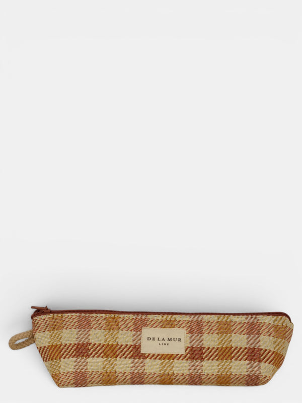 Monedero Zia, estampado en blanco, naranja, terracota, vista frontal — De La Mur