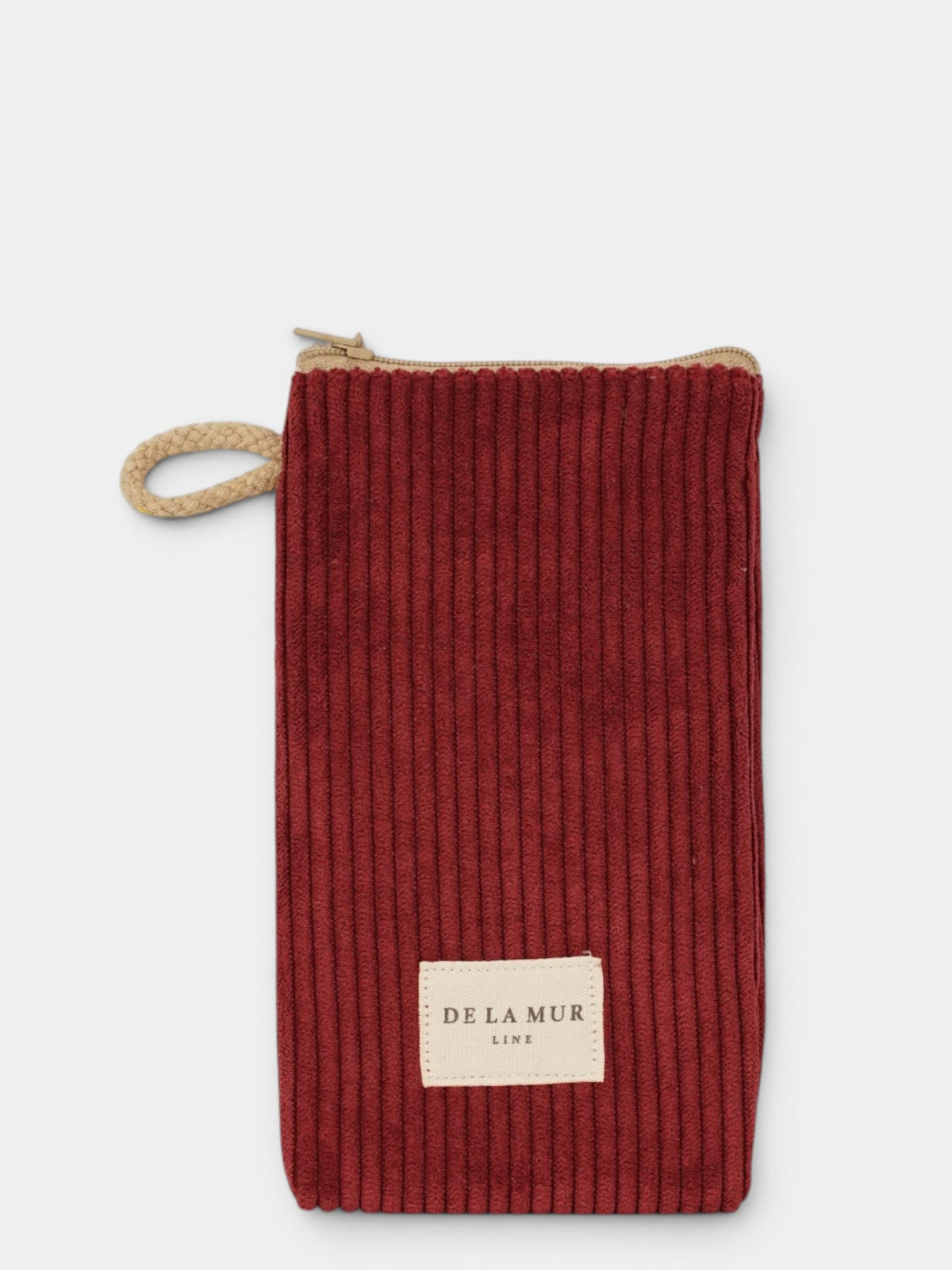 Monedero Arde, estampado en rojo, blanco, beige, vista frontal — De La Mur