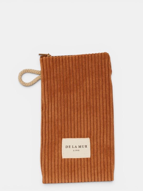 Monedero Barro, estampado en terracota, blanco, naranja, vista frontal — De La Mur