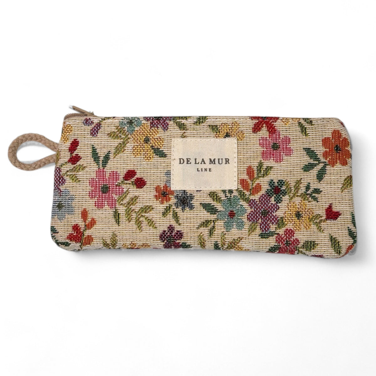 Monedero Blum, estampado en beige, naranja, marrón, vista frontal — De La Mur