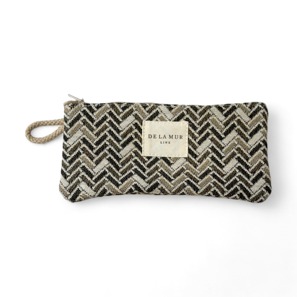 Monedero Bure, estampado en gris, beige, marrón, vista frontal — De La Mur