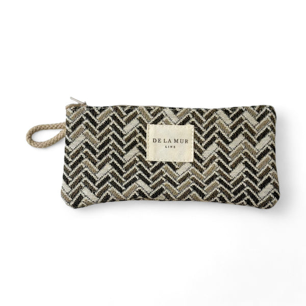 Monedero Bure, estampado en gris, beige, marrón, vista frontal — De La Mur