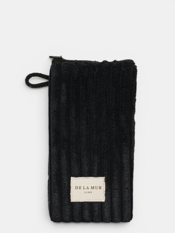 Monedero Curly, estampado en negro, blanco, vista frontal — De La Mur