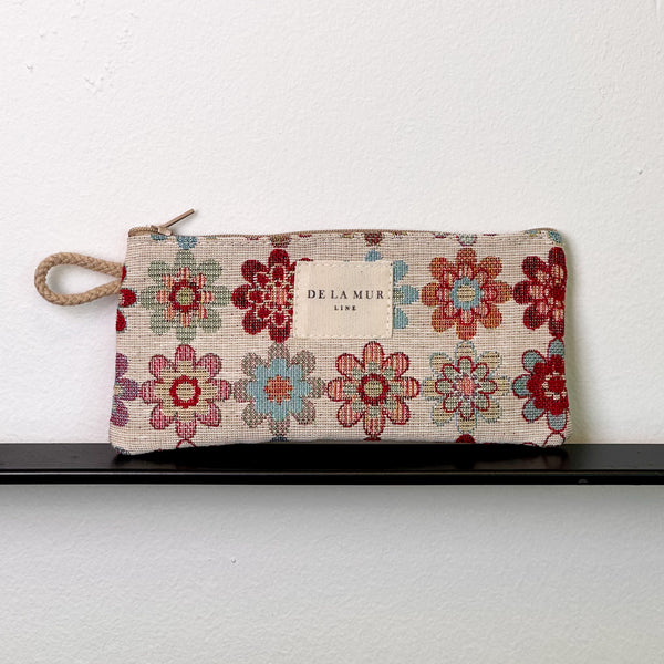Monedero Isla, estampado en beige, rojo, negro, vista frontal — De La Mur