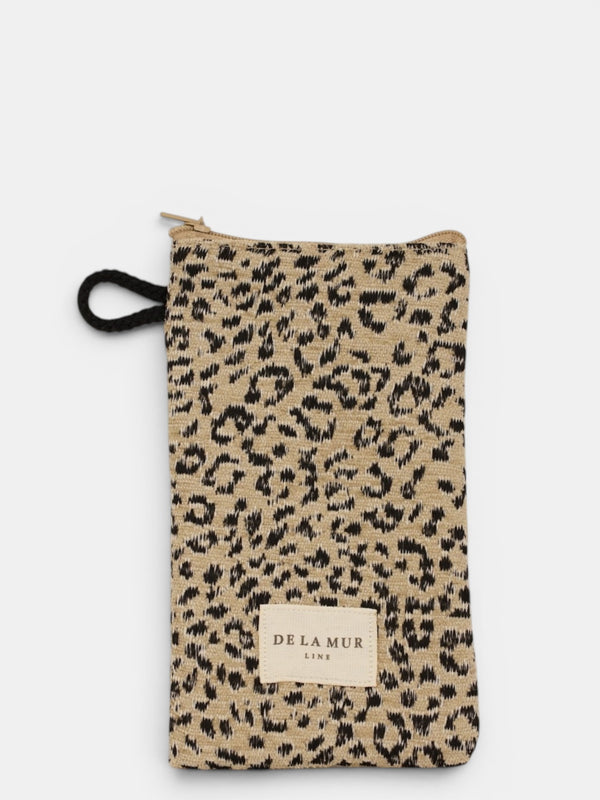 Monedero Koto, estampado en blanco, marrón, beige, vista frontal — De La Mur