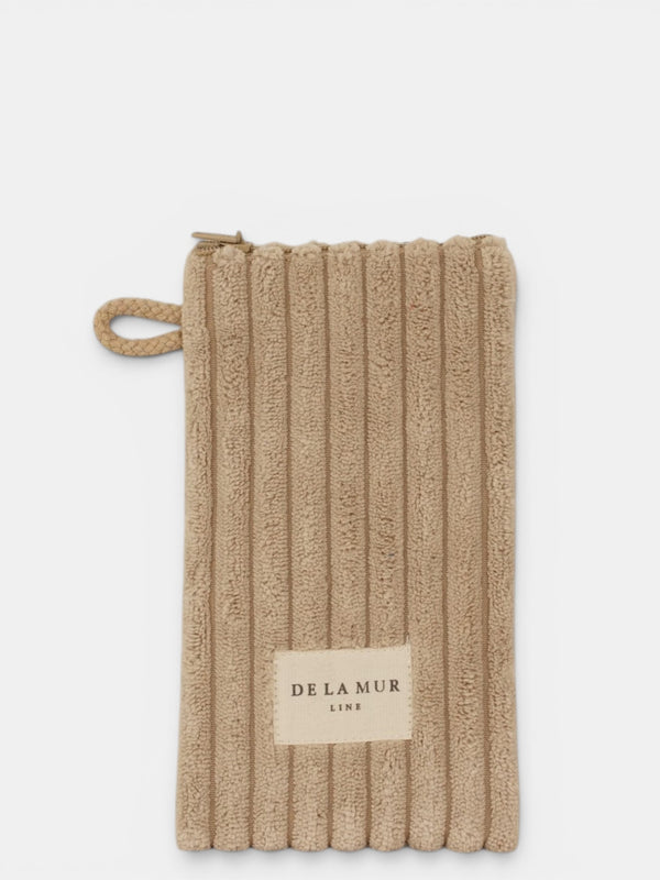 Monedero Moka, estampado en beige, naranja, blanco, vista frontal — De La Mur