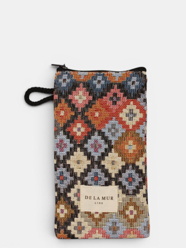 Monedero Ore, estampado en blanco, rojo, beige, vista frontal — De La Mur