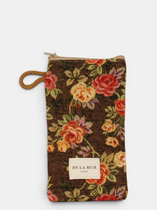 Monedero Pepi, estampado en blanco, naranja, terracota, vista frontal — De La Mur