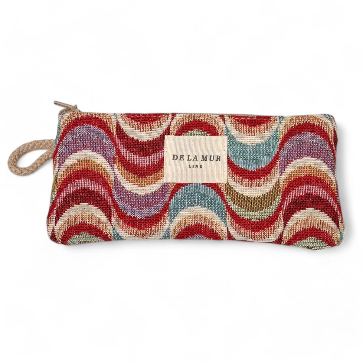 Monedero Queen, estampado en rojo, beige, terracota, vista frontal — De La Mur