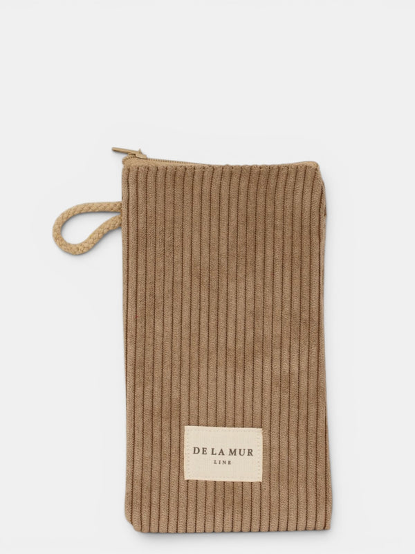 Monedero Toast, estampado en marrón, blanco, beige, vista frontal — De La Mur