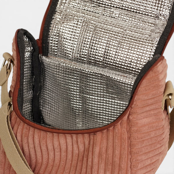 Bolso Crepe, estampado en beige, azul, blanco, detalle del producto — De La Mur