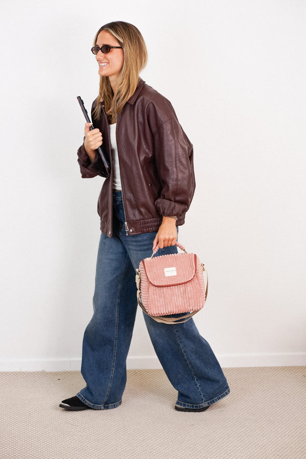 Bolso Crepe, estampado en beige, azul, blanco, vista frontal — De La Mur