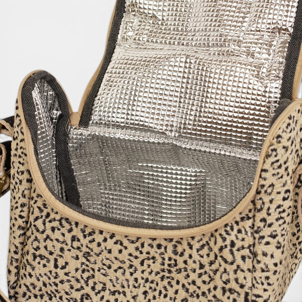 Bolso Koto, estampado en blanco, marrón, terracota, detalle del producto — De La Mur