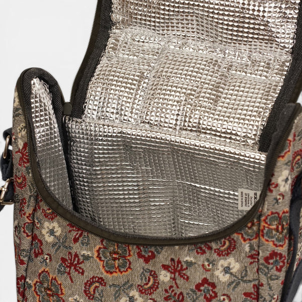 Bolso Nira, estampado en azul, blanco, rojo, detalle del producto — De La Mur