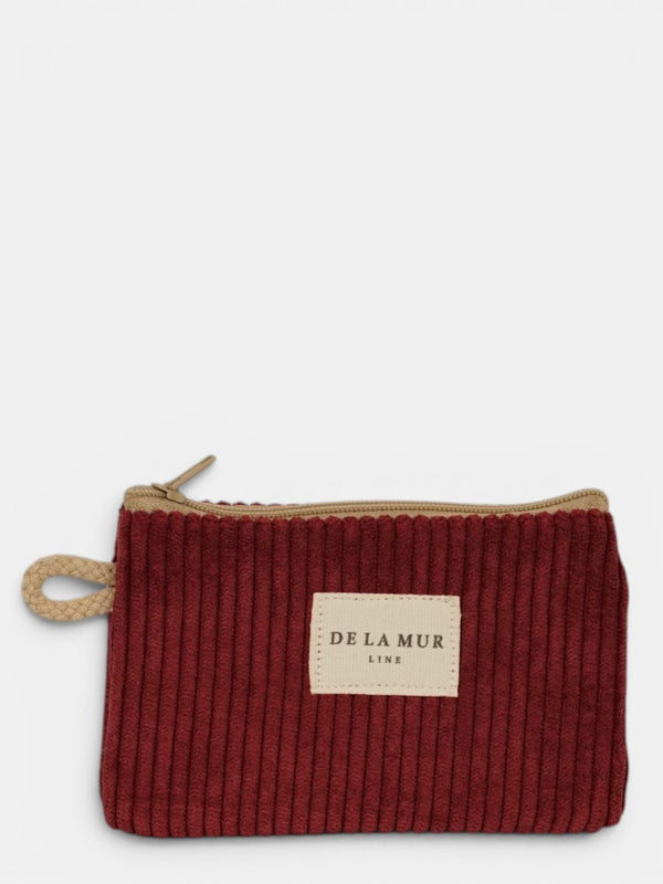 Monedero Arde, estampado en rojo, blanco, beige, vista frontal — De La Mur