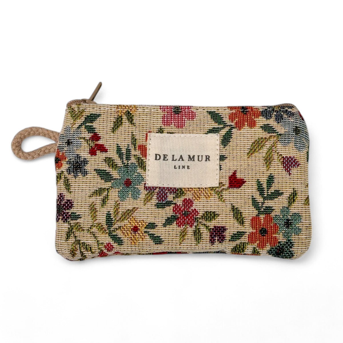 Monedero Blum, estampado en beige, naranja, marrón, vista frontal — De La Mur
