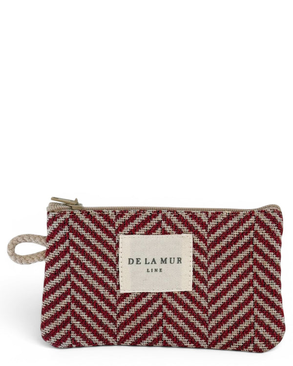 Monedero Dubai, estampado en rojo, marrón, beige, vista frontal — De La Mur