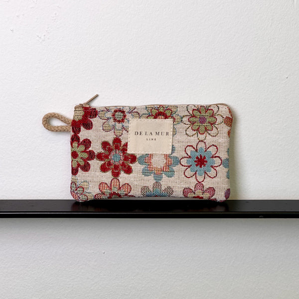 Monedero Isla, estampado en beige, negro, rojo, vista frontal — De La Mur