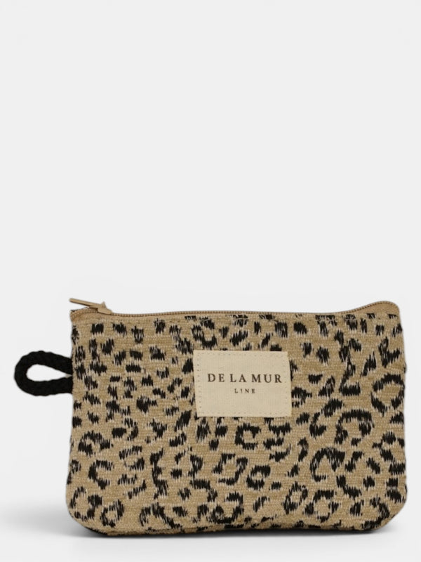 Monedero Koto, estampado en blanco, marrón, beige, vista frontal — De La Mur