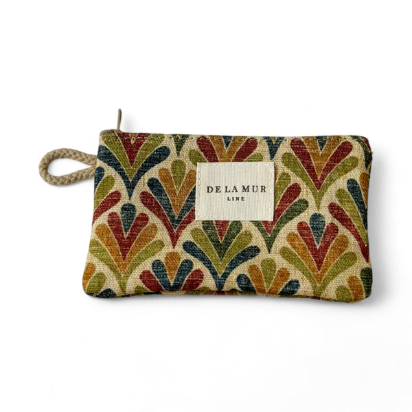 Monedero Mira, estampado en amarillo, naranja, rojo, vista frontal — De La Mur