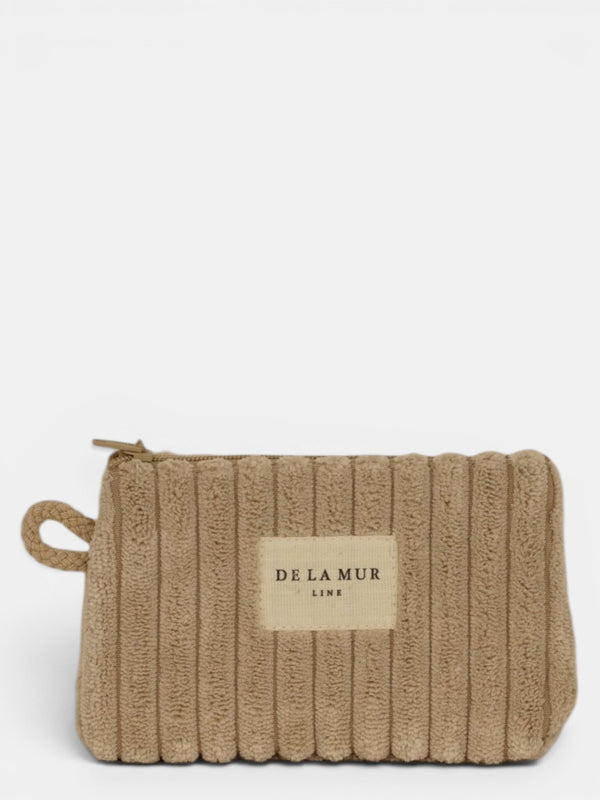 Monedero Moka, estampado en blanco, marrón, naranja, vista frontal — De La Mur