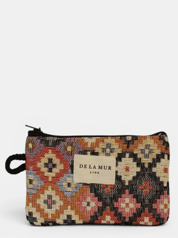 Monedero Ore, estampado en blanco, rojo, beige, vista frontal — De La Mur