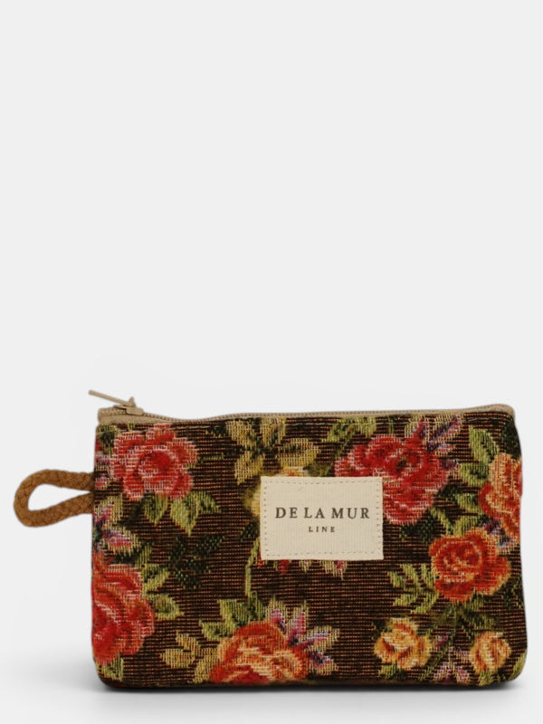 Monedero Pepi, estampado en blanco, naranja, rojo, vista frontal — De La Mur