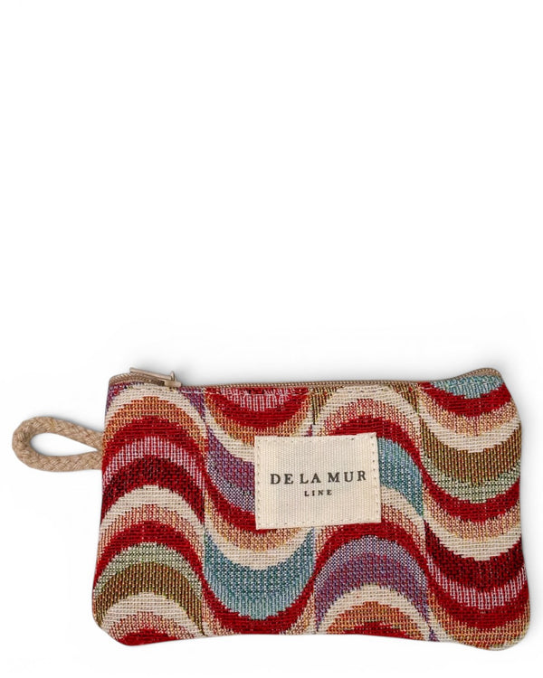 Monedero Queen, estampado en rojo, beige, terracota, vista frontal — De La Mur