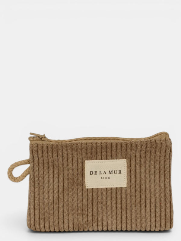 Monedero Toast, estampado en blanco, marrón, naranja, vista frontal — De La Mur