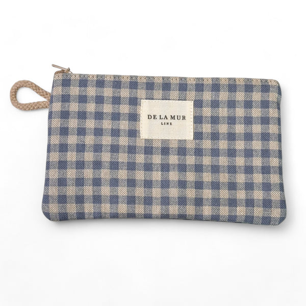 Monedero Brisa, estampado en gris, beige, blanco, vista frontal — De La Mur