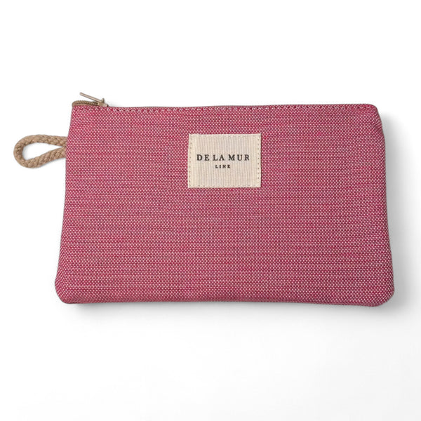 Monedero Fam, estampado en rojo, blanco, morado, vista frontal — De La Mur