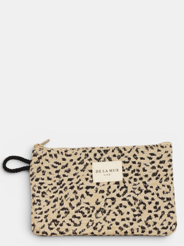 Monedero Koto, estampado en blanco, beige, marrón, vista frontal — De La Mur