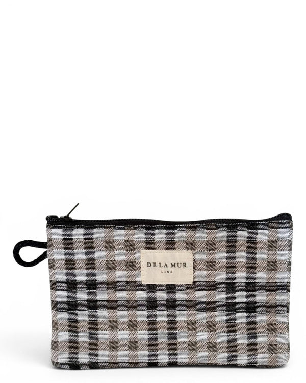 Monedero Lian, estampado en gris, negro, rojo, vista frontal — De La Mur