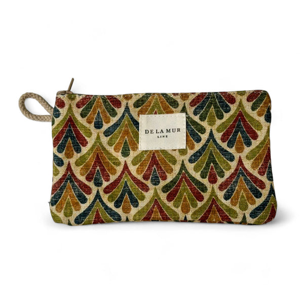 Monedero Mira, estampado en amarillo, naranja, marrón, vista frontal — De La Mur