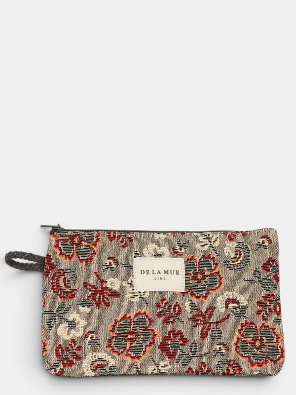 Monedero Nira, estampado en blanco, marrón, beige, vista frontal — De La Mur
