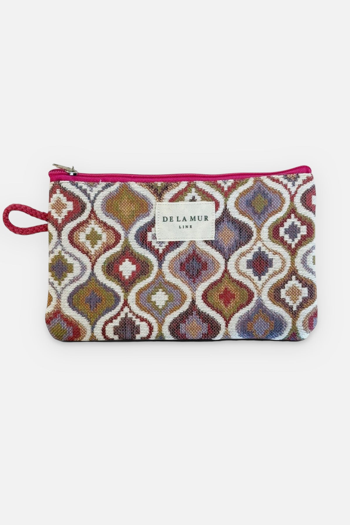 Portamonete Onda, stampa in rosso, marrone e beige, vista frontale — De La Mur