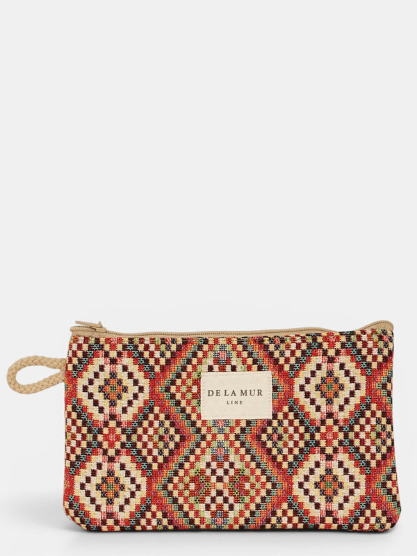 Monedero Otto, estampado en blanco, rojo, terracota, vista frontal — De La Mur