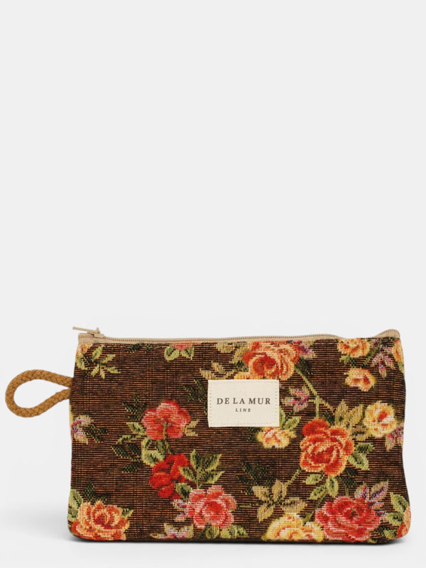 Monedero Pepi, estampado en blanco, terracota, naranja, vista frontal — De La Mur