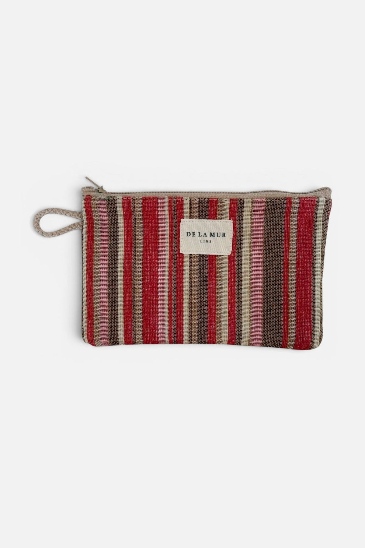 Portamonete Pita, stampa in rosso, marrone e beige, vista frontale — De La Mur