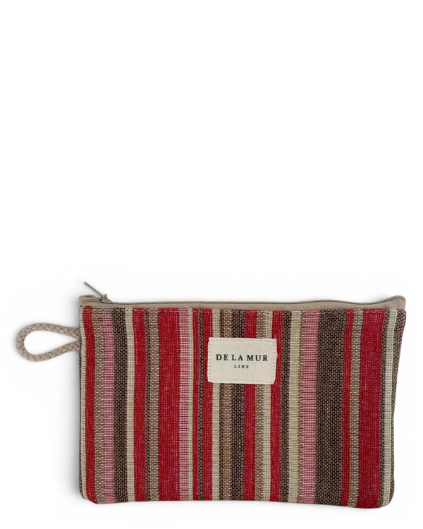 Monedero Pita, estampado en rojo, marrón, beige, vista frontal — De La Mur
