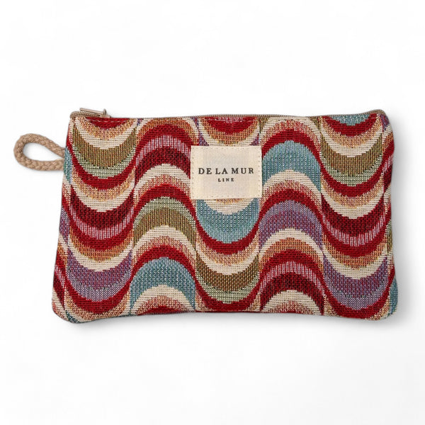 Monedero Queen, estampado en rojo, beige, terracota, vista frontal — De La Mur