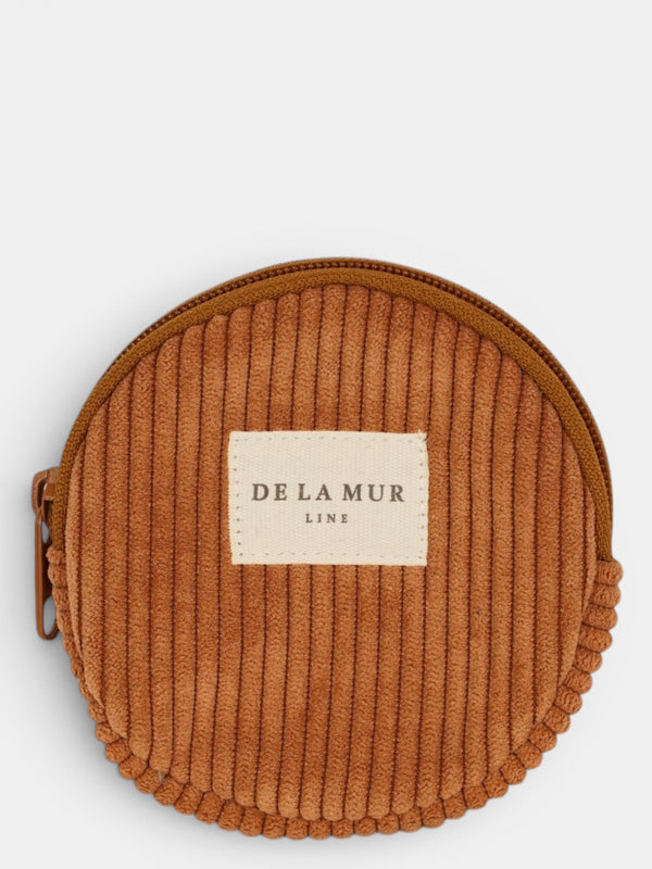 Monedero Barro, estampado en terracota, naranja, blanco, vista frontal — De La Mur