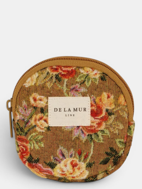 Monedero Esme, estampado en naranja, terracota, blanco, vista frontal — De La Mur