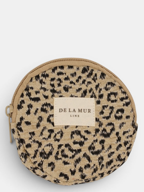 Monedero Koto, estampado en beige, marrón, naranja, vista frontal — De La Mur