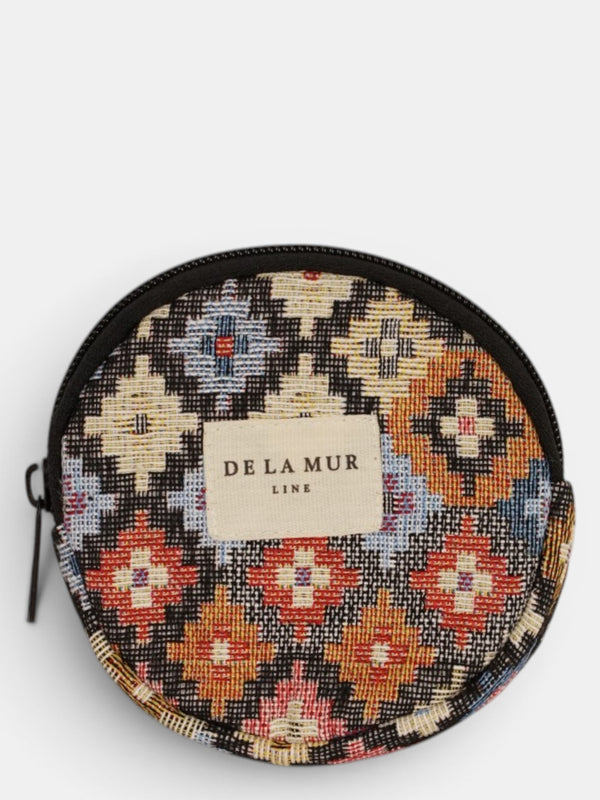 Monedero Ore, estampado en rojo, beige, blanco, vista frontal — De La Mur