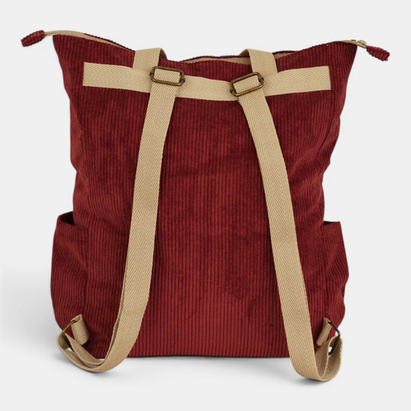 Bolso Arde, estampado en rojo, beige, blanco, detalle del producto — De La Mur