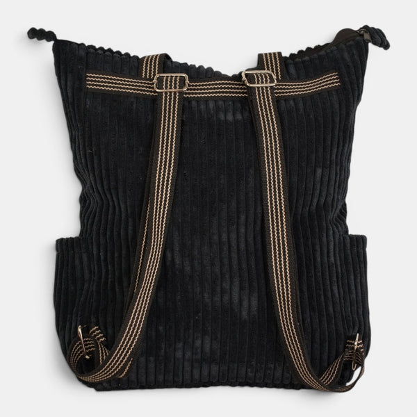Bolso Curly, estampado en blanco, negro, azul, detalle del producto — De La Mur