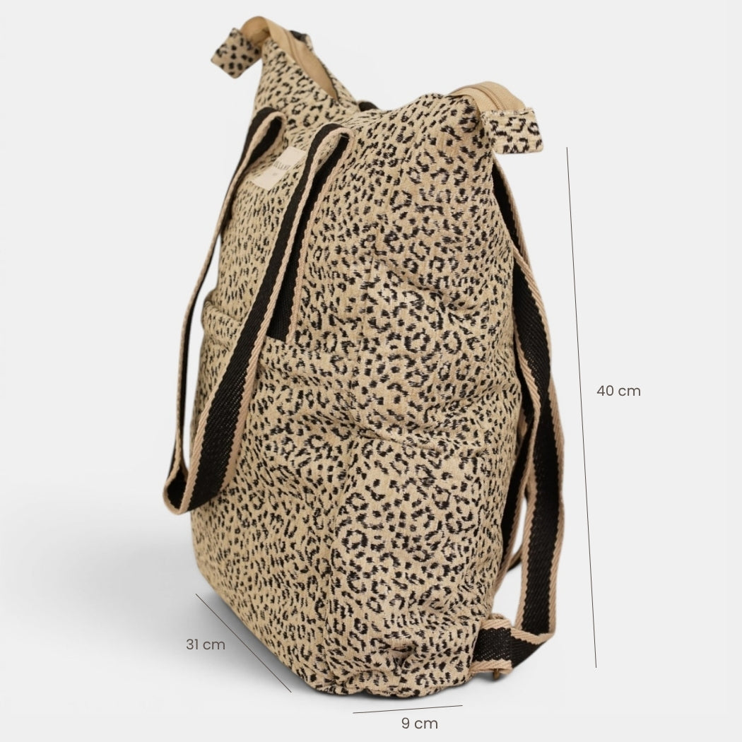 Bolso Koto, estampado en blanco, negro, beige, detalle del producto — De La Mur