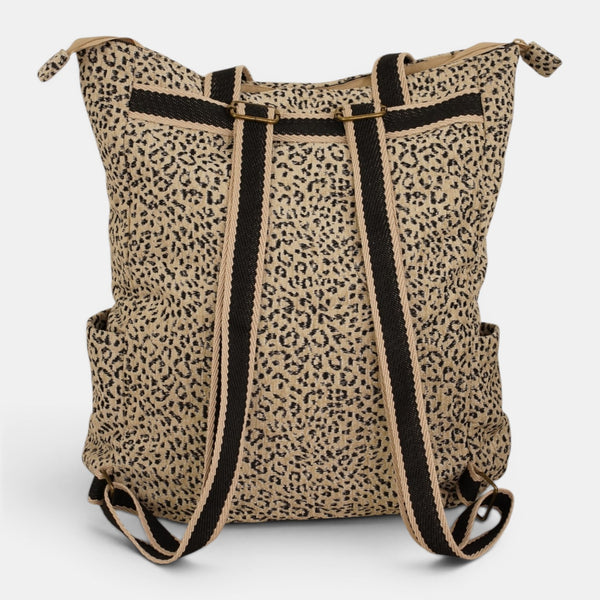 Bolso Koto, estampado en blanco, negro, beige, detalle del material y el acabado — De La Mur