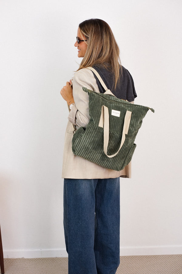 Bolso Musgo, acabado verde musgo, vista frontal — De La Mur